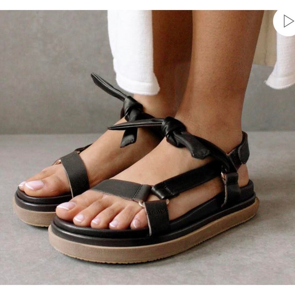 Alohas Tied Together Sandals Brown Leather Criss Cross 90's EU39/US8-8.5